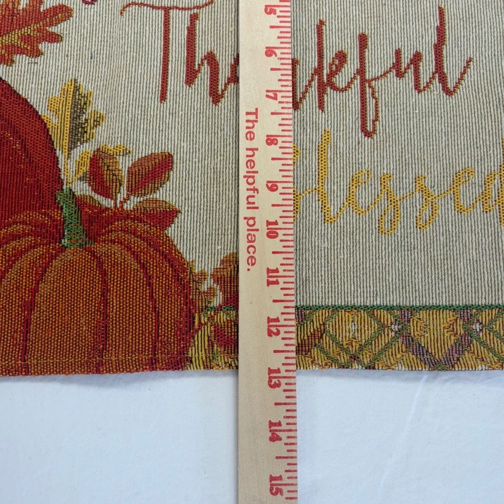 Grateful Thankful Blessed Pumpkin Tapestry Placemats Set of 4 Fall Harvest Decor